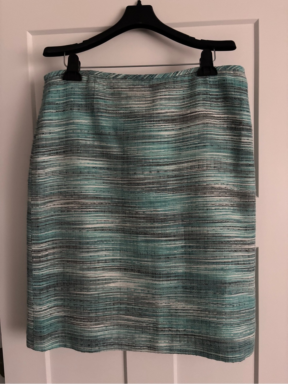 Preston & York Aqua and Gray Striped Pencil Skirt